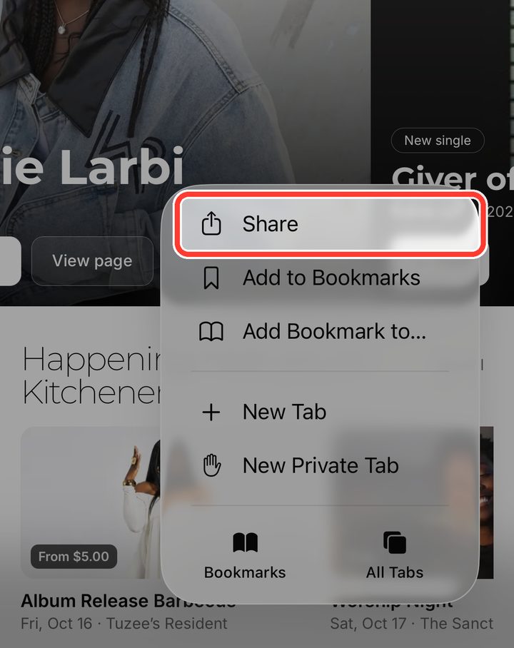 Tap “Share”